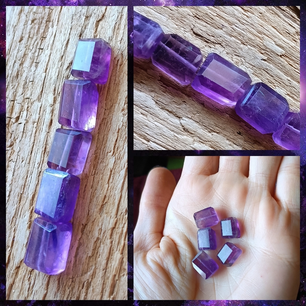 💜 Faceted Amethyst Crystal Stone Beads Natural Jewelry Crafting Purple